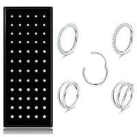 THUNARAZ Stainless Steel Nose Studs Rings Hoop for Women Men 18G 22G Clicker Septum Rings Piercing Jewelry
