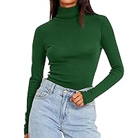 Turtle Necks Tops for Women Sexy Basic Slim Fitted Womens Tops Long Sleeve Soft Under Layer Tight Women T Shirt