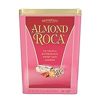 Brown & Haley Almond ROCA The Original Buttercrunch Toffee with Almonds - Individually Wrapped Chocolate Candy Tin for Holiday Gift Basket - Gluten Free Kosher Chocolate Candy for Sharing, 20oz Tin
