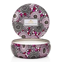 Voluspa Japanese Plum Bloom Candle | 3 Wick Tin | 12 Oz. | 40 Hour Burn Time | Vegan | All Natural Wicks and Coconut Wax for Clean Burning