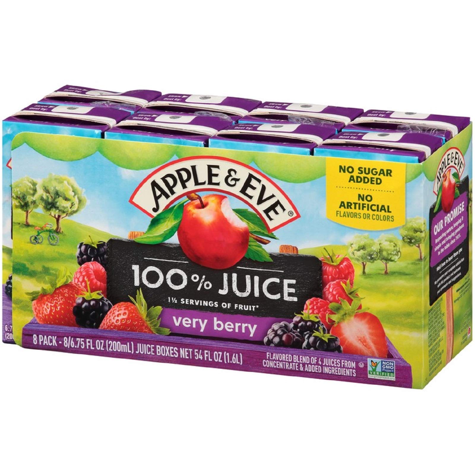 Apple & Eve 100% Juice Very Berry, No Sugar Added, 6.75 Fl Oz, Pack of 8
