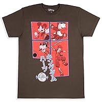 Disney Mens' Kingdom Hearts Characters in Action Grid Kanji T-Shirt
