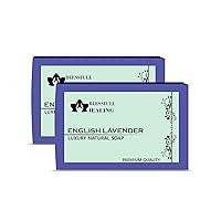 Luxury English Lavender Handmade Natural Soap Bars (125 Gram / 4.4 OZ) (Pack Of 2)