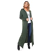 Isaac Liev Women's Maxi Cardigan – Casual Long Flowy Open Front Floor Length Drape Lightweight Duster Sweater Made in USA