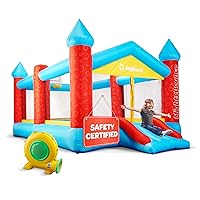Bouncy House - 16.8' x8.9' Ft Extra Large, Inflatable Bounce House for Kids and Adults - with Air Blower, Volleyball Net, Basketball Hoop and Slide - ASTM Certified