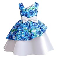 Toddler Kids Baby Girls Casual Sleeveless Round Neck Floral Print Dress Party Dress Clothes Plain Dress