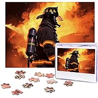 Firefighter Fireman Flame Puzzles 500 Pieces Personalized Jigsaw Puzzles Photos Puzzle for Family Picture Puzzle for Adults Wedding Birthday (20.4