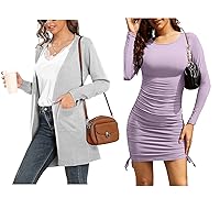 VIISHOW Womens Classic Draped Open Front Casual Knit Cardigan Sweaters Coat and Sexy Ribbed Bodycon Dresses