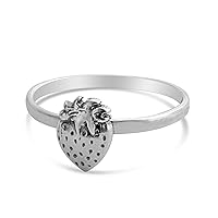 925 Sterling Silver Stackable Sweet Strawberry Fresh Fashion Ring