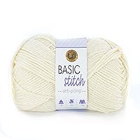 Lion Brand Yarn Basic Stitch Anti-Pilling Knitting Yarn, Yarn for Crocheting, Ecru, 555 Foot (Pack of 1)