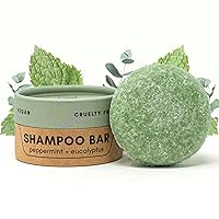 Shampoo Bar | Peppermint + Eucalyptus | Eco-friendly Shampoo with Travel Container | Natural Salon Quality Shampoo, Zero Waste & Plastic Free