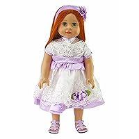 American Fashion World Purple and White Lace Dress with Headband Made for 18in Doll