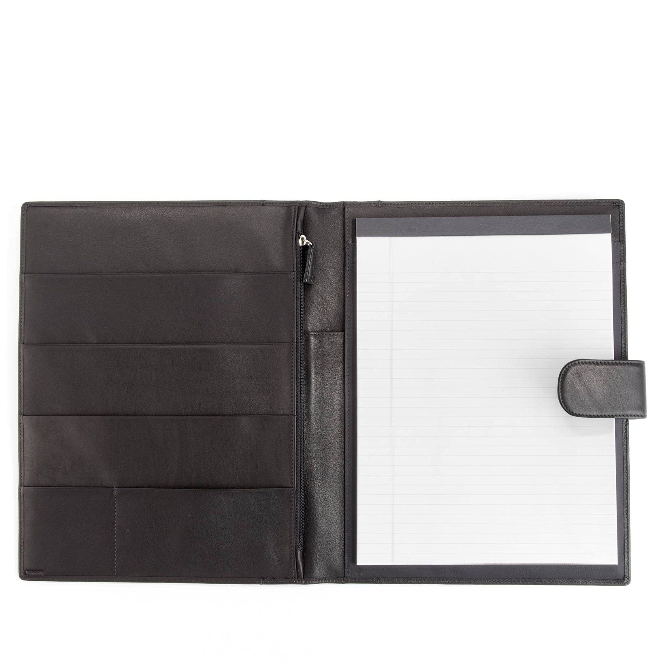Leatherology Black Onyx Portfolio A4 Organizer with Tablet Pocket, Magnetic Closure, Full Grain Leather
