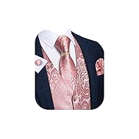 DiBanGu Mens Suit Vest Set, 5 PCS Tuxedo Waistcoat and Tie Pocket Square Cufflinks Tie Ring for Wedding