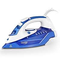 Steam Iron for Clothes, 1500W Clothes Iron with 3-Way Auto-Off, Durable Ceramic Soleplate, Iron for Clothes with 11.8oz Water Tank, Steam Iron with Self-Cleaning, Anti-calc Function