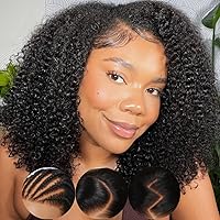 Nadula Bye Bye Knots Glueless Wig Kinky Curly 7x5 Invisible Knots HD Lace Front Ready to Go Glueless Afro Kinky Curly Wigs Human Hair Pre Plucked Pre Cut Hairline 180% Density 16inch