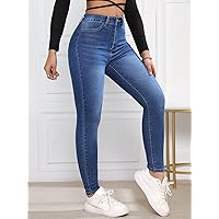 Jeans for Women Dark Wash Skinny Jeans Jeans for Women (Color : Medium Wash, Size : Medium)
