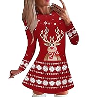 Sexy Sundresses for Women,Casual Easter Printed Round Neck Long Sleeve Dress Winter Dresses Sexy