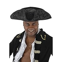 elope Black Suede Swashbuckling Buccaneer Pirate Captain Trifold Costume Accessory Hat