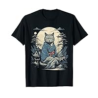 Vintage Japanese Art Samurai Nebelung Cat T-Shirt