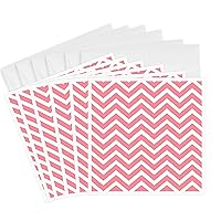 3dRose Chic Pink and White Chevron zigzag - Greeting Cards, 6 x 6 inches, set of 6 (gc_162350_1)