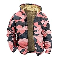 Mens Zip Up Hoodie Winter Fleece Lined Graphic Jacket Big And Tall Heated Cold Weather Coat Windproof Cool Casual Outwear