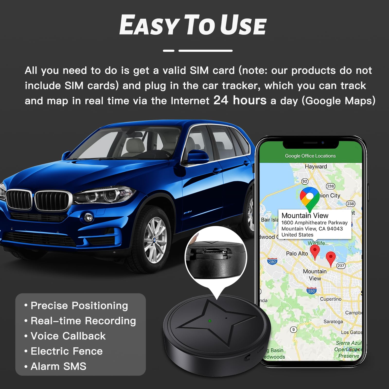 2024 Updatest GPS Tracker for Vehicles No Subscription,Mini GPS Tracker Locator Real Time,Magnetic Anti-Theft Micro Vehicle Tracking Device with Free App for Cars,Kids,Elderly,Pets,Wallet,Luggage