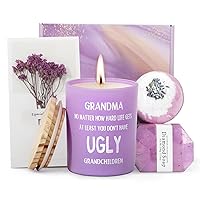 Gifts for Grandma from Granddaughter & Grandson,Grandma Birthday Gifts Mother's Day Grandma Gifts Idea,9oz Lavender Scented Candle,Bath Bomb,Handmade Soapand,Gift Card and Gift Box