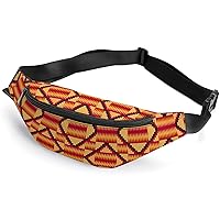 African Kente Pattern Waist Fanny Packs for Men Women Sports Belt Bag Crossbody Print Design