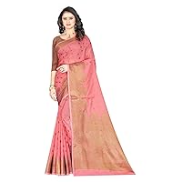 Women's Cotton Silk Blend Indian Ethnic Banarasi Saree with Unstitched Blousepiece - 105