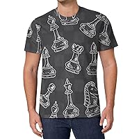 Chess Piece and Board Men's T Shirts Full Print Tees Crew Neck Short Sleeve Tops