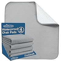 Waterproof Chair Pads for Incontinence Washable 22'' x 21'', 4 Pack Absorbent Seat Protector Underpads for Adults, Elderly, Kids, Toddler and Pets, Gray