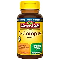 Super B Complex with Vitamin C and Folic Acid, Dietary Supplement for Immune Support, 60 Tablets, 60 Day Supply