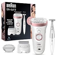 Silk-épil 9 9-890, Facial Hair Removal for Women, Hair Removal Device, Bikini Trimmer, Womens Shaver Wet & Dry, Cordless and 7 extras