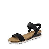 DREAM PAIRS Womens Espadrilles Ankle Stretch Elastic Strap Open Toe Wedges Flats Sandals