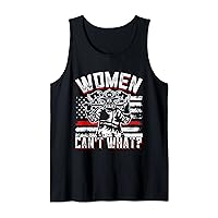 Women Can't What Firefighter Funny Firewoman American Flag Tank Top