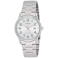 Casio #MTP-V002D-7B Men's Standard Analog Stainless Steel Date Silver Dial Watch