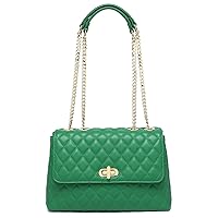 Quilted Crossbody Bags for Women, Trendy Roomy Shoulder Handbags with Flap Gold Hardware Chain Purses Shoulder Bag