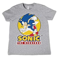 Sonic The Hedgehog Officially Licensed Fast Sonic - Sonic The Hedgehog Kids T-Shirt (Heather Grey), 8 Years