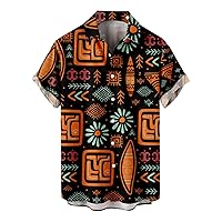 Men's Hawaiian Shirt Short Sleeves Printed Button Down Summer Beach Dress Shirts Comfy Blouse Tops for Men