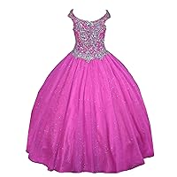 Girls Tulle Scoop Crystals Girls Pageant Dresses Floor Length