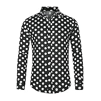 Lars Amadeus Polka Dots Dress Shirt for Men's Button Down Long Sleeve Casual Business Shirts