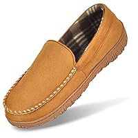 MIXIN Mens Slippers Moccasins Slippers for Men House Shoes with Warm and Cozy Memory Foam Hard Sole Men's Indoor Outdoor Slippers