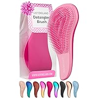 Detangler Brush for Thick Hair, Curly, Straight & Natural Hair - Gentle Detangling Hair Brush for Women, Kids & Toddlers with Flexible Bristles - Lily England Hairbrush for Wet & Dry Hair, Pink