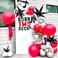 UAEYW Rock and Roll Balloon Garland Arch Kit 128PCS Red White Black Silver Balloons for Born to Rock Music Rock Theme Birthday Party Decorations