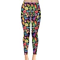 CowCow Womens Stretchy Tights Colorful Watercolor Gem Pattern Leggings, XS - 5XL