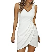 Laughido Women's Sleevess Wrap Bodycon Ryched Tank Dress Sweetheart Party Dress