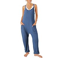 Jumpsuits for Women Casual Rompers Sleeveless Overalls Soft Loose Jumpsuit With Pockets