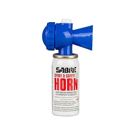 SABRE Sport and Safety Horn, 115 dB Air Horn, 60 ¼ Second or 25 ½ Second Bursts, Audible Up to 1/2-Miles (804-Meters), Perfect for Use at Sporting Events, Boating, Camping, Hiking