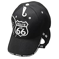 Route 66 Rte 66 Get Your Kicks State Highway Black Embroidered Cap Hat (TW)